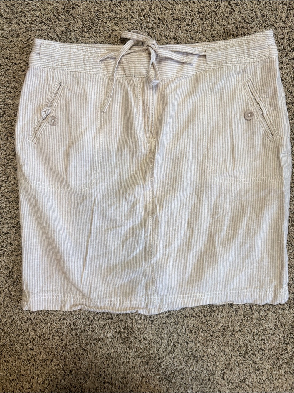 Dalia Cream Drawstring Linen Blend Mini Skirt